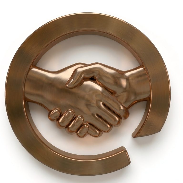 Symbolischer bronzener Handschlag als Zeichen für Vertrauen und Zuverlässigkeit bei Digitalhilfe@Zuhause in Reken.