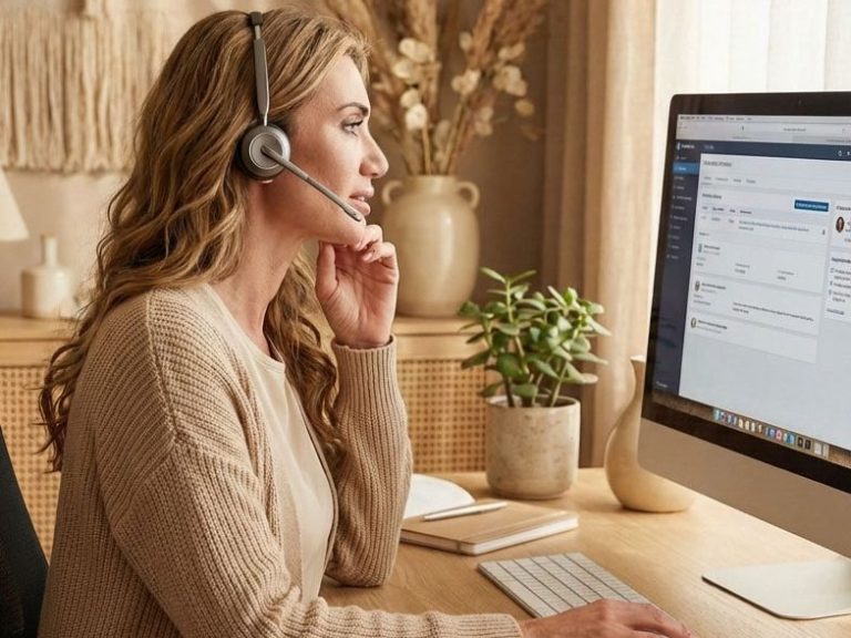 Katharina Laaks von Digitalhilfe@Zuhause bei der telefonischen Beratung und Terminvereinbarung für Senioren in Reken.