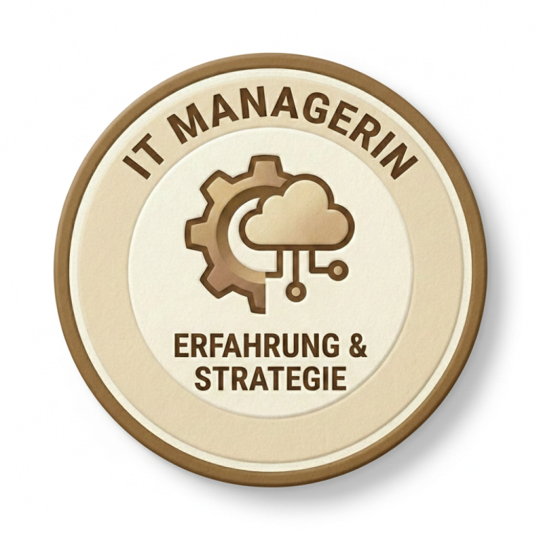 Grafik-Button 'IT-Managerin' für Erfahrung & Strategie – Qualifikation von Katharina Laaks, Digitalhilfe@Zuhause in Reken.